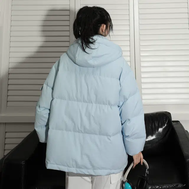 大卫贝肯 美式高街学院风宽松休闲连帽保暖设计感面包羽绒服 男女同款