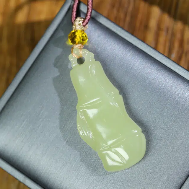 玉韵瑶 国风 节节高升玉坠玉配#好运 小众轻奢精雕 新中式国潮古风  一举高中 和田玉项链 黄玉 男女同款情侣款