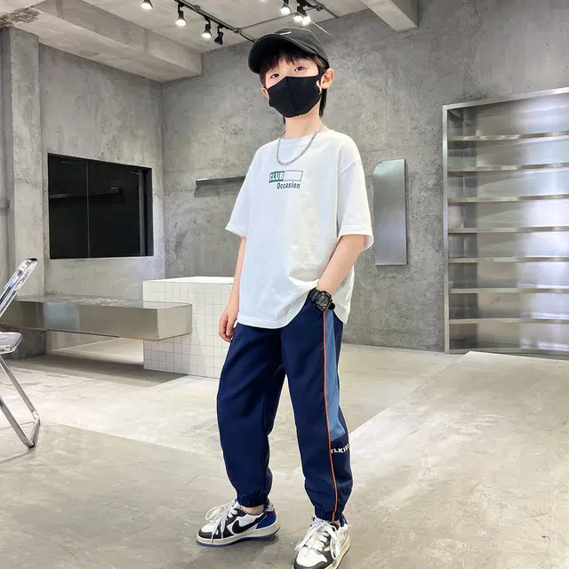 青少年唐狮童装男童裤子夏季薄款儿童运动裤夏季长裤中大童薄款快干凉凉休闲裤