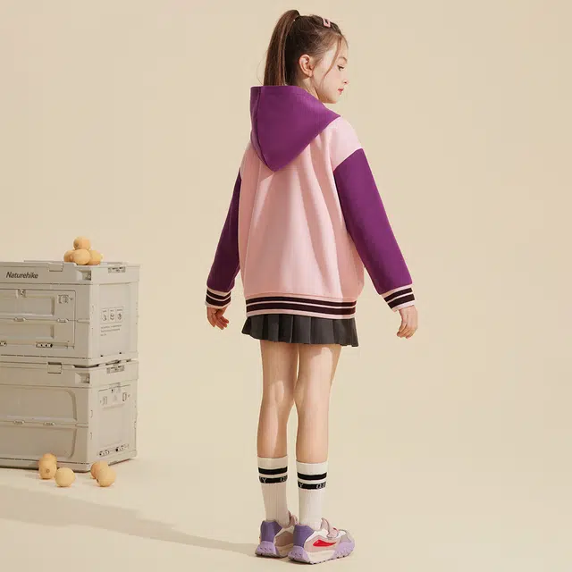 唐狮童装 时尚连帽宽松百搭棒球服 儿童款 桃色