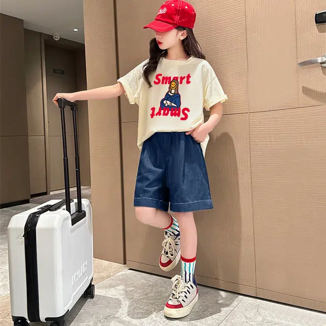儿童款 唐狮童装 卡通舒适柔软轻盈透气休闲运动套装 杏色