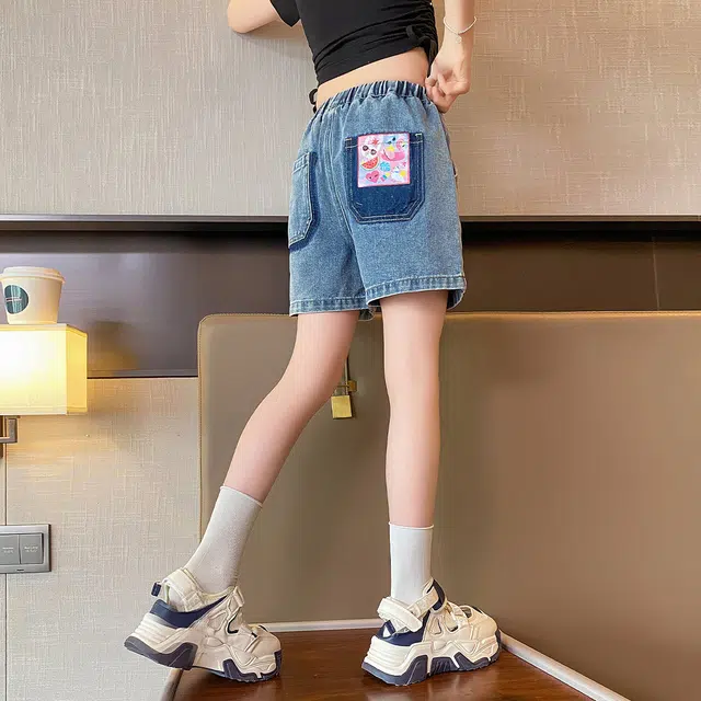 唐狮童装 水洗松紧腰百搭儿童短裤 儿童款 蓝色