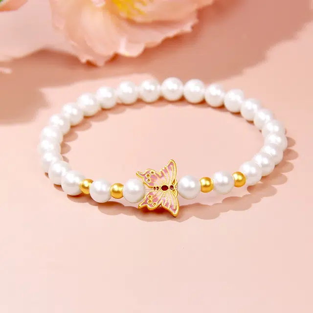 久爱 【招财好运】梦蝶小金珠手饰转运珠新中式优雅温婉氛围感气质 淡水珍珠 手串 女款