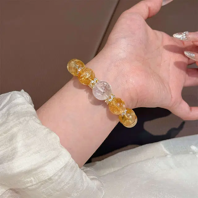 久爱 【八方来财】财源滚滚招财暴富爆转运轻奢高级#好运 黄水晶 手串 女款