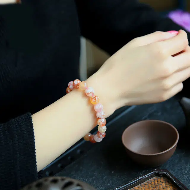久爱 粉樱花转运珠多巴胺穿搭手饰品 玛瑙 手串 女款