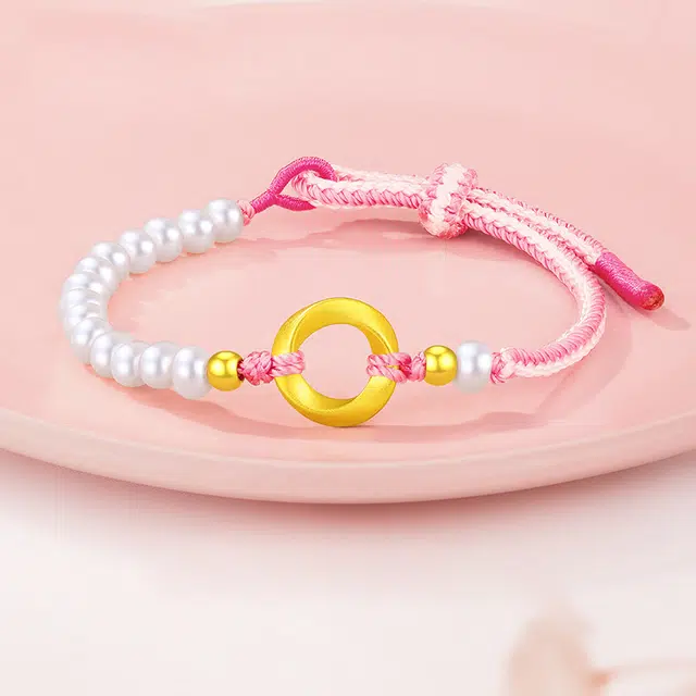 久爱 莫比乌斯环手饰 爱无止境 手工编织绳 甜美精致饰品 古法工艺 足金 一口价 黄金手链 女款