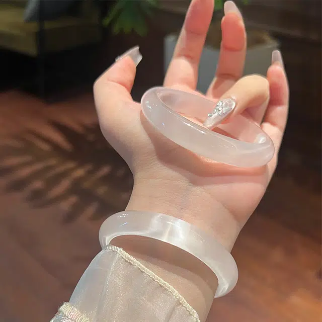 久爱 国潮风新中式文艺复古经典素圈白月光叮当镯#好运 人工猫眼石 手镯 女款