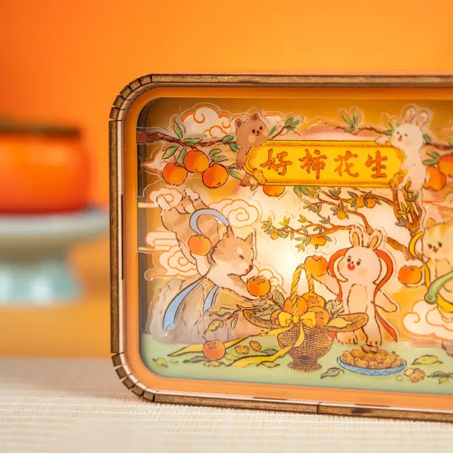 猫的天空之城 亚克力彩色小夜灯-好柿花生 成品模型