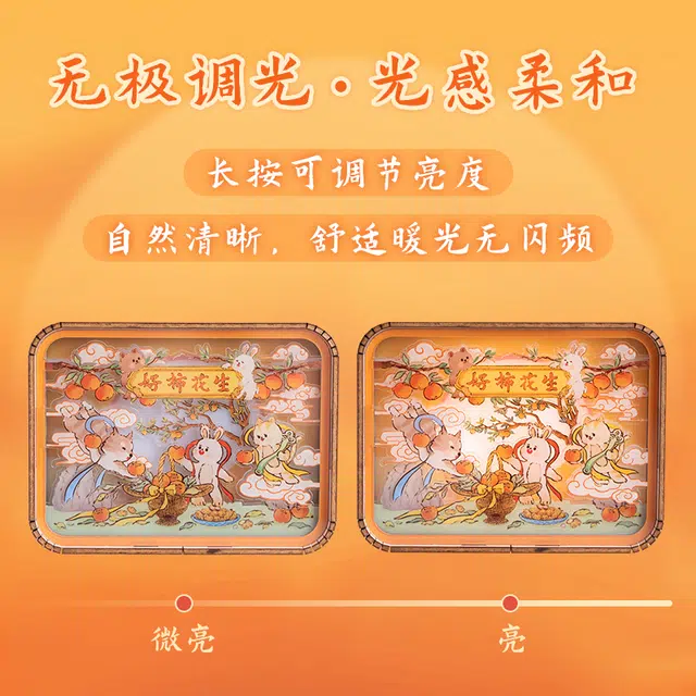 猫的天空之城 亚克力彩色小夜灯-好柿花生 成品模型