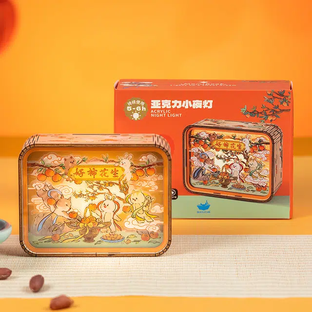 猫的天空之城 亚克力彩色小夜灯-好柿花生 成品模型