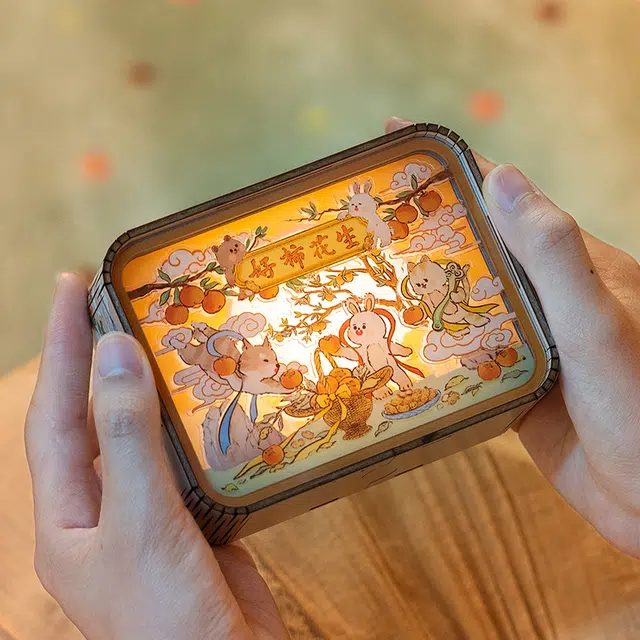 猫的天空之城 亚克力彩色小夜灯-好柿花生 成品模型