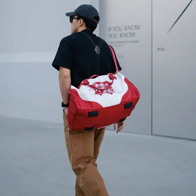 spare no pains Gym Bag Red White