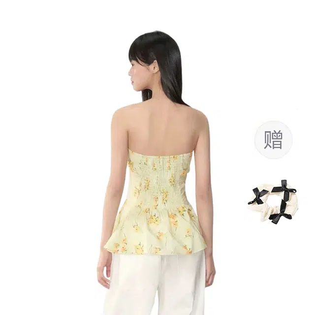 困住大象 度假氛围感气质碎花修身服饰抹胸 女款
