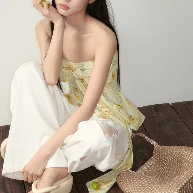 困住大象 度假氛围感气质碎花修身服饰抹胸 女款