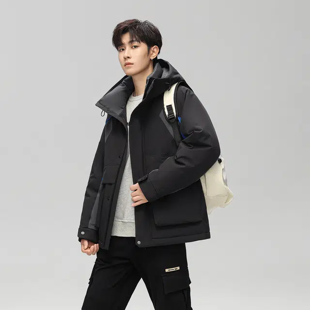 鸭鸭 拼色时尚韩版休闲短款羽绒服 通用