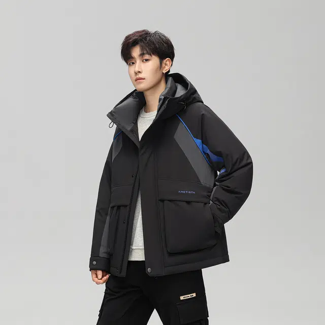 鸭鸭 拼色时尚韩版休闲短款羽绒服 通用