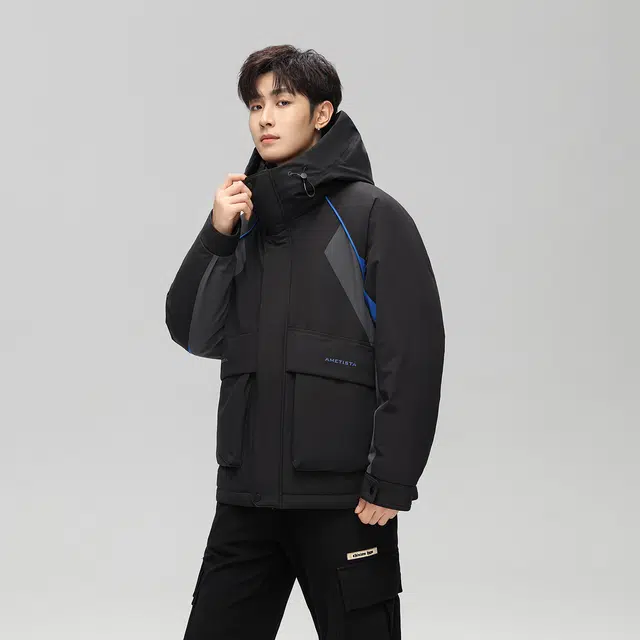 鸭鸭 拼色时尚韩版休闲短款羽绒服 通用