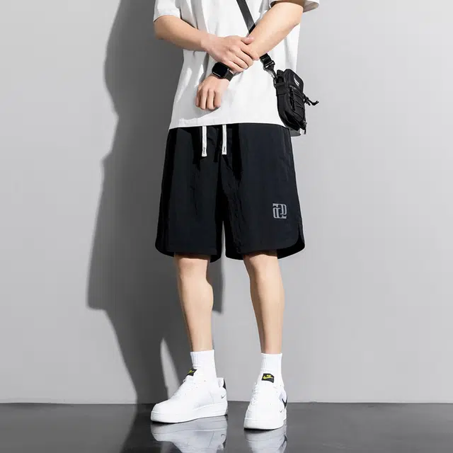 双星八特 夏季学院风时尚舒适高级感宽松系带五分百搭设计感休闲短裤 男女同款