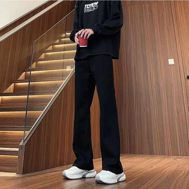 双星八特 美式复古高街微喇水洗做旧舒适百搭柔软修身牛仔裤 男女同款