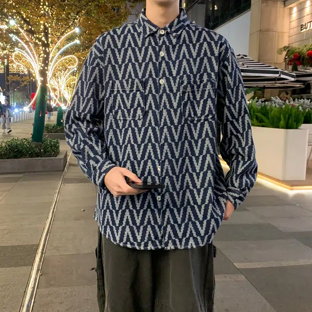 双星八特 学院风撞色条纹宽松休闲百搭牛仔外套长袖衬衫 男女同款