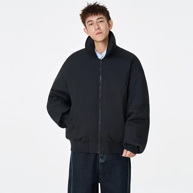 双星八特 美式高街基础纯色款翻领面包服外套经典休闲百搭防风情侣棉服 男女同款