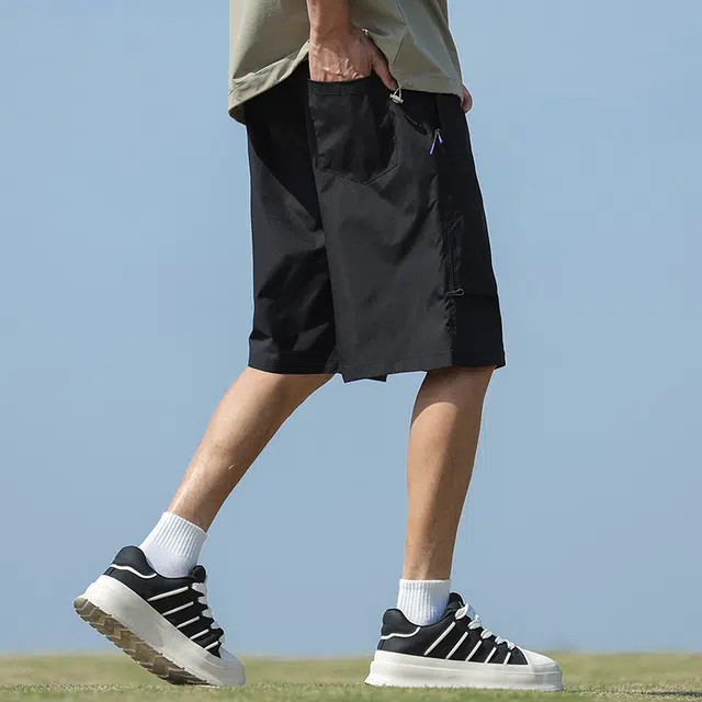 双星八特 简约纯色潮流山系户外宽松透气休闲短裤 男女同款