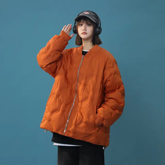 双星八特 日系学院风纯色菱形格外套宽松休闲百搭情侣棉服 男女同款