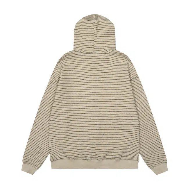 卡皮巴拉小黄豚 绒面条纹五金手工缝线连帽拉链外套无性别主义穿搭美式潮牌复古慵懒风开上日常长袖开衫卫衣 男女同款