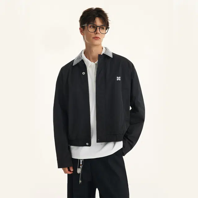 卡皮巴拉小黄豚 美式复古高街宽松潮牌百搭字母印花简约通勤教练翻领工装夹克外套 男女同款