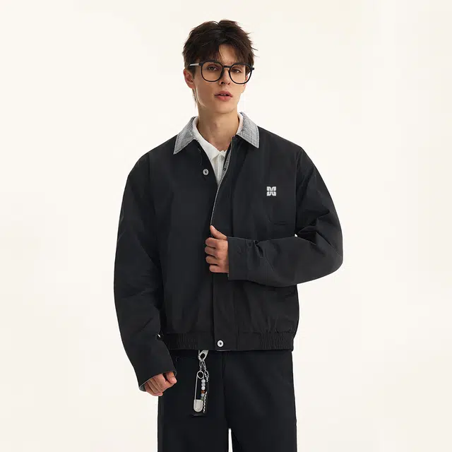 卡皮巴拉小黄豚 美式复古高街宽松潮牌百搭字母印花简约通勤教练翻领工装夹克外套 男女同款