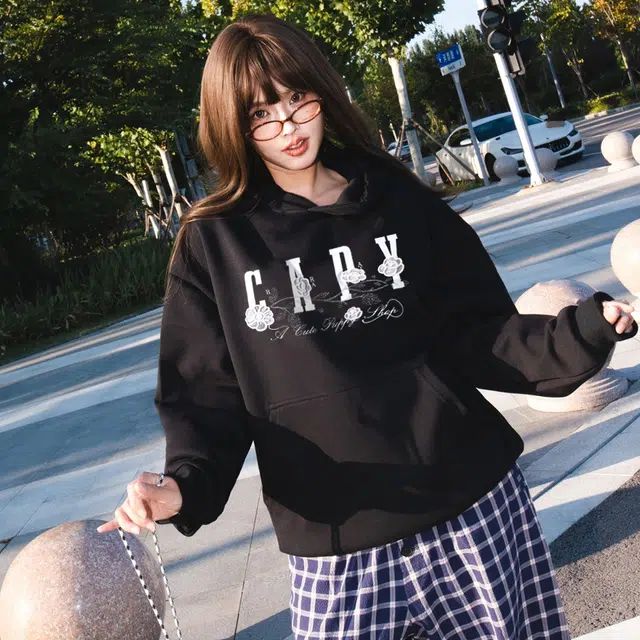卡皮巴拉小黄豚 立体万针刺绣重磅美式潮流百搭薄款上衣设计感少年小众复古高街穿搭连帽春秋卫衣 男女同款