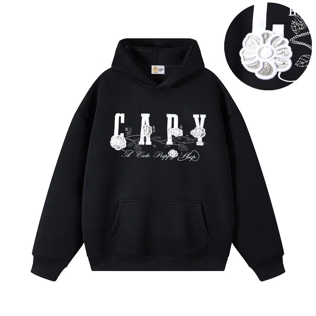 卡皮巴拉小黄豚 立体万针刺绣重磅美式潮流百搭薄款上衣设计感少年小众复古高街穿搭连帽春秋卫衣 男女同款