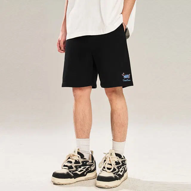 卡皮巴拉小黄豚 美式复古趣味腊肠狗字母刺绣重磅百搭潮流宽松五分裤篮球运动休闲短裤 男女同款