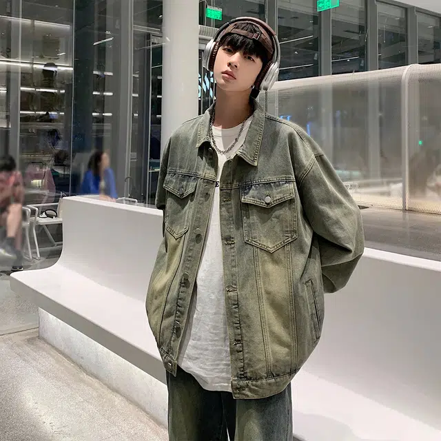 巴塞罗那足球俱乐部 美式复古水洗做旧宽松休闲翻领百搭牛仔外套 男女同款