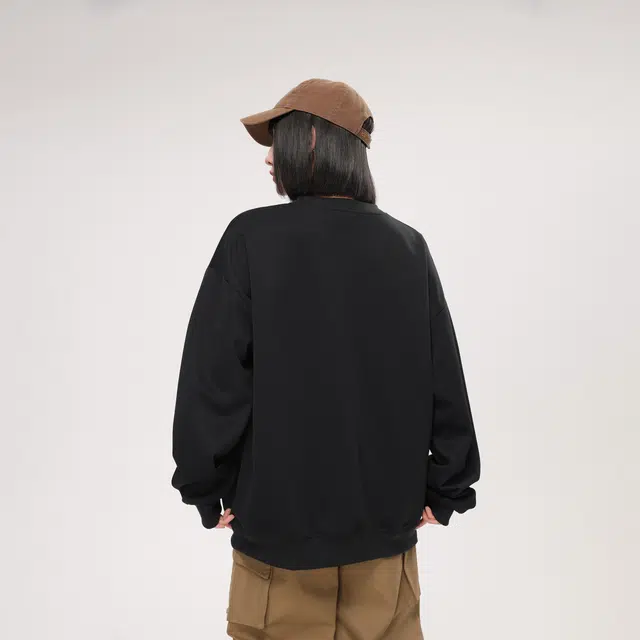 爱肯 简约美式高街涂鸦字母印花宽松休闲百搭长袖卫衣 男女同款