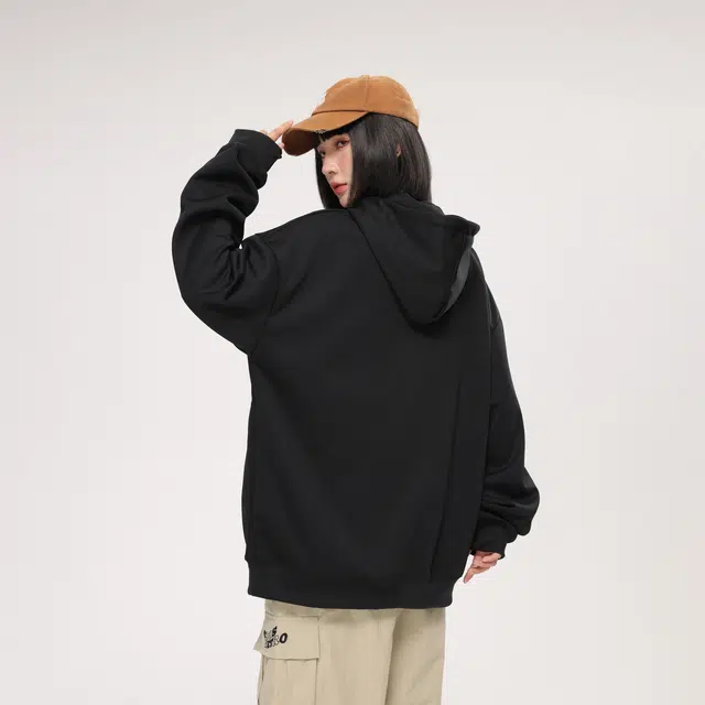 爱肯 基础款简约美式高街品牌字母印花宽松休闲百搭落肩套头无性别主义长袖连帽卫衣 男女同款