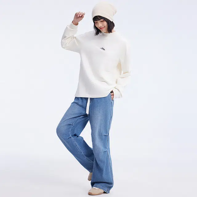 美特斯邦威 设计感宽松百搭牛仔裤 女款