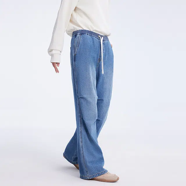 美特斯邦威 设计感宽松百搭牛仔裤 女款