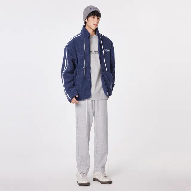美特斯邦威 时尚潮酷立领拼接短款棉服 男款
