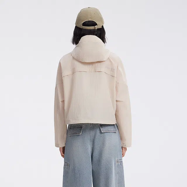 美特斯邦威 短款拉链休闲上衣单丝格子夹克外套 女款