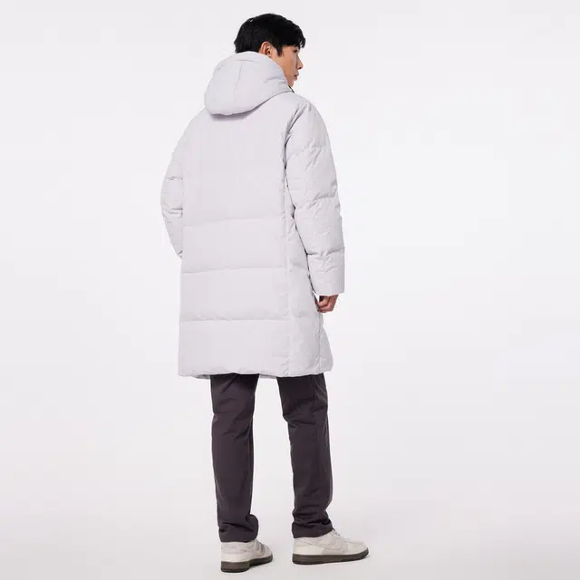 美特斯邦威 冬季设计感连帽中长款保暖羽绒服 男款