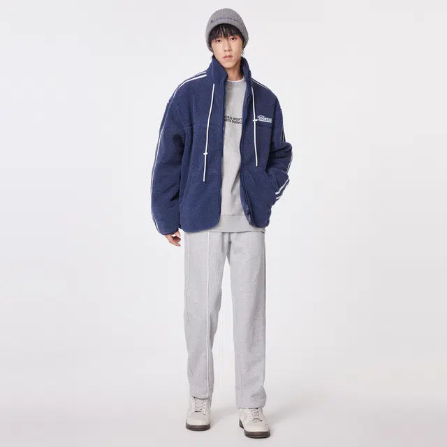 美特斯邦威 时尚潮酷立领拼接短款棉服 男款