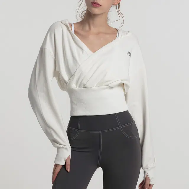 岚纹 纯色宽松长袖瑜伽健身衣 女款
