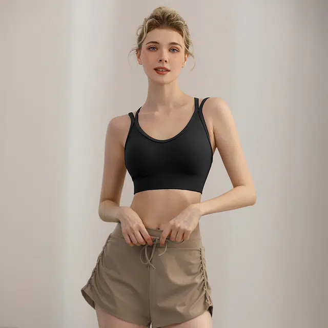 岚纹 纯色舒适防震聚拢搭扣运动内衣 女款