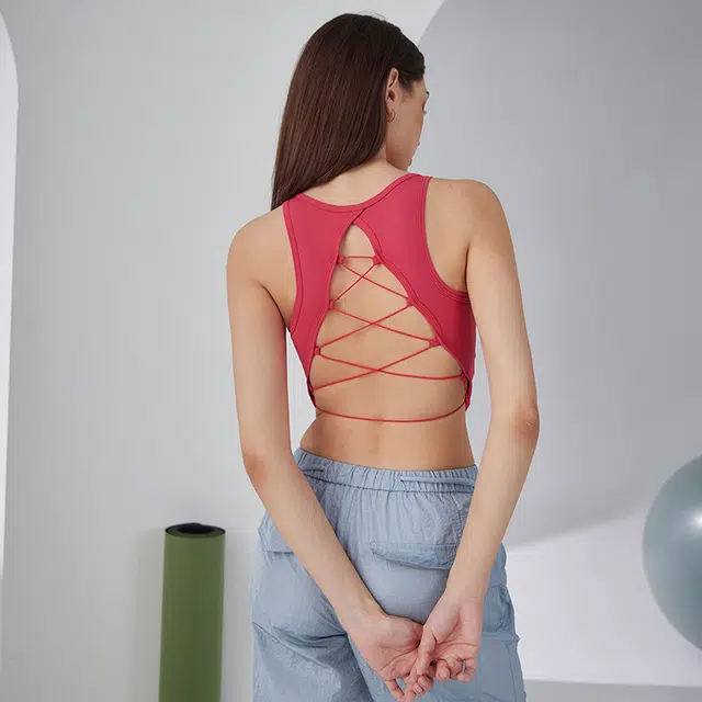 岚纹 一体式含胸垫美背修身运动背心 女款