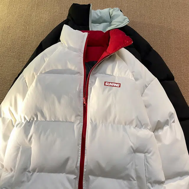 素杭 美式高街简约印花立领户外防风加厚保暖百搭棉服 男女同款