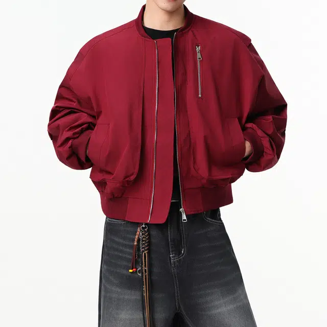 素杭 设计感拉链立领开衫外套潮流中性风宽松纯色简约短款日常休闲基础百搭夹克 男女同款