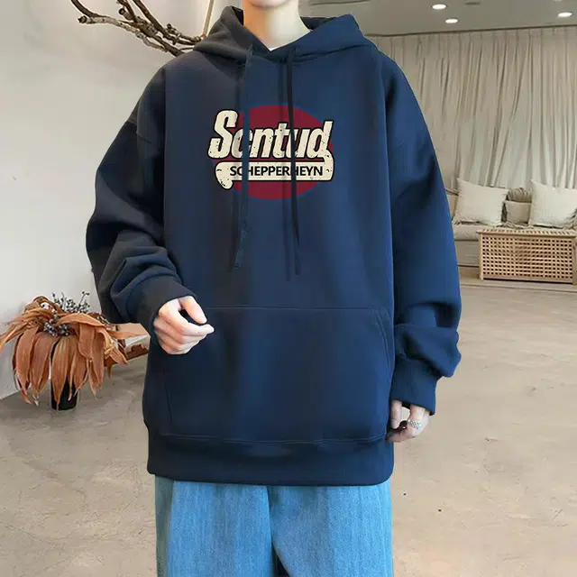 素杭 美式复古趣味印花连帽套头外套潮流宽松大码加绒加厚日常基础百搭上衣情侣款卫衣 男女同款