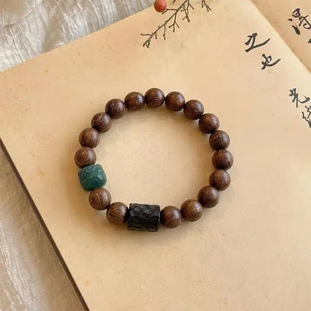 翠仕 国潮醒狮新中式貔貅招财纳福祈平安 本命年精品佛珠 檀木 手串 男女同款情侣款