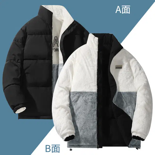 马员外 短款立领加厚保暖宽松棉服 男款 黑色
